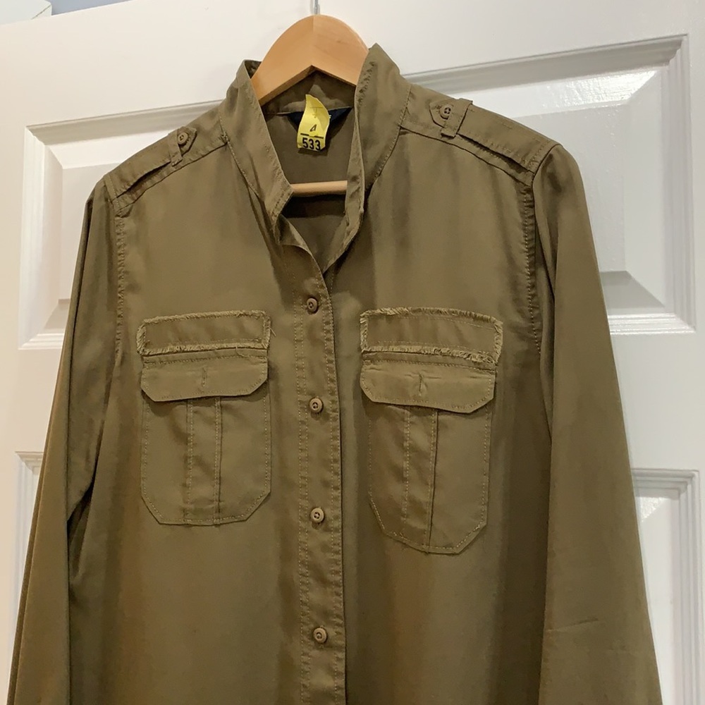 Express Adjustable Waist Button Down Military Shi… - image 3